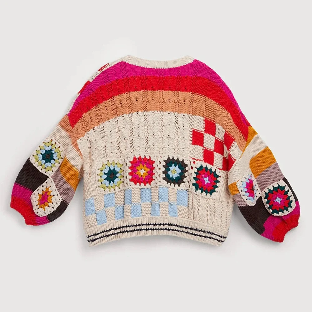 Anthropologie -SAACHI Square Checkered Multi Pattern Cardigan Sweater - Picture 4 of 7